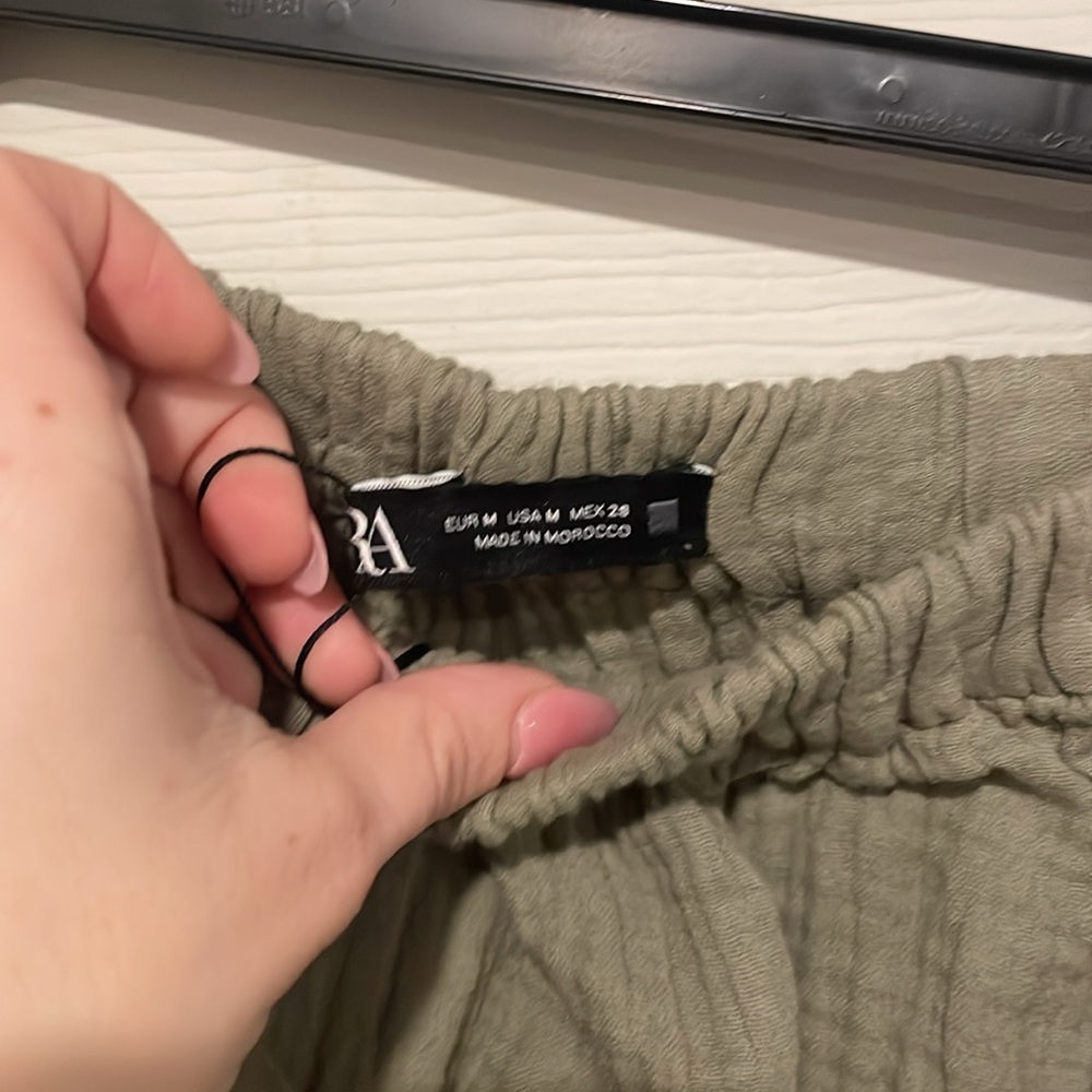 NWT Zara Olive Green Tie Front Mini Skirt Size M - Picture 4 of 6